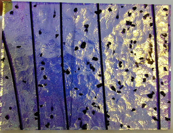 CBS Specialty Black Streamer Bits Blue Gold 90 COE Clear Dichroic Glass ~ Sweet!