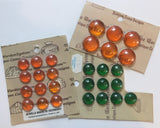 Vintage Polished 13mm and 18mm Orange Green Glass Jewel Lot