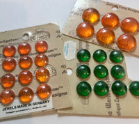 Vintage Polished 13mm and 18mm Orange Green Glass Jewel Lot