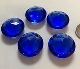 Rare (5) Five 20mm Vintage Cobalt Blue Double Faceted Glass Jewels