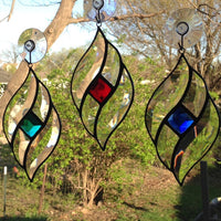 Sparkly Jewel and Bevel Cluster Stained Glass Set with 25mm Faceted Glass Jewel - 9 colors available!