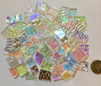 Clear "Odds 'n' Ends" 90 COE Dichroic Mix - Two (2) Ounce Glass Assortment- These are SMALL pieces for detail work! Please read description!