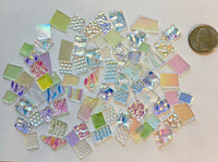 Clear "Odds 'n' Ends" 90 COE Dichroic Mix - Two (2) Ounce Glass Assortment- These are SMALL pieces for detail work! Please read description!