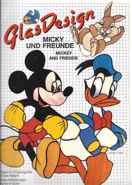 Rare Hard to Find GlasDesign 'Mickey and Friends' Stained Glass Pattern Book NOS