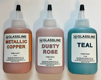 Glassline 'Metallic Copper, Dusty Rose and Teal' Fusing Glass Paints Set