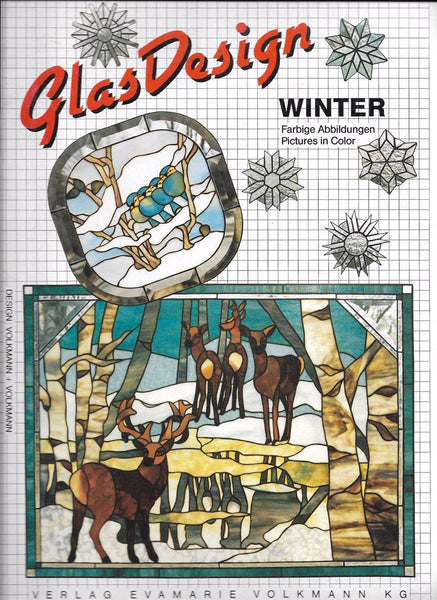 1996 GlasDesign 'Winter' Stained Glass Patterns Deer Bluebirds Holly Snowflakes Owl