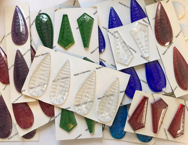 Large Jewel Teardrop Pendant and Pentagon Glass Jewels Stained Glass - Eight (8) Colors Available! Gorgeous!