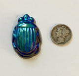 Iridescent Iris Rainbow Glass Scarab Beetle Jewel 36x19mm - 2 colors available!