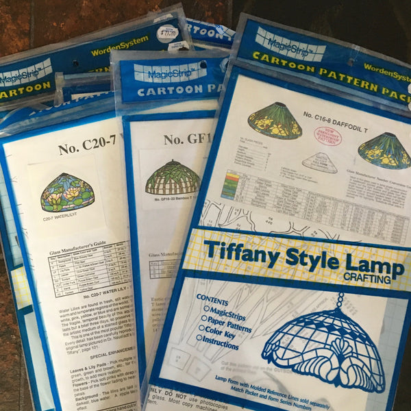 Worden Lampshade Pattern Packet - Tiffany Style Lamp Crafting - NIP - 12 Different Styles and Sizes available!  Does not include form!